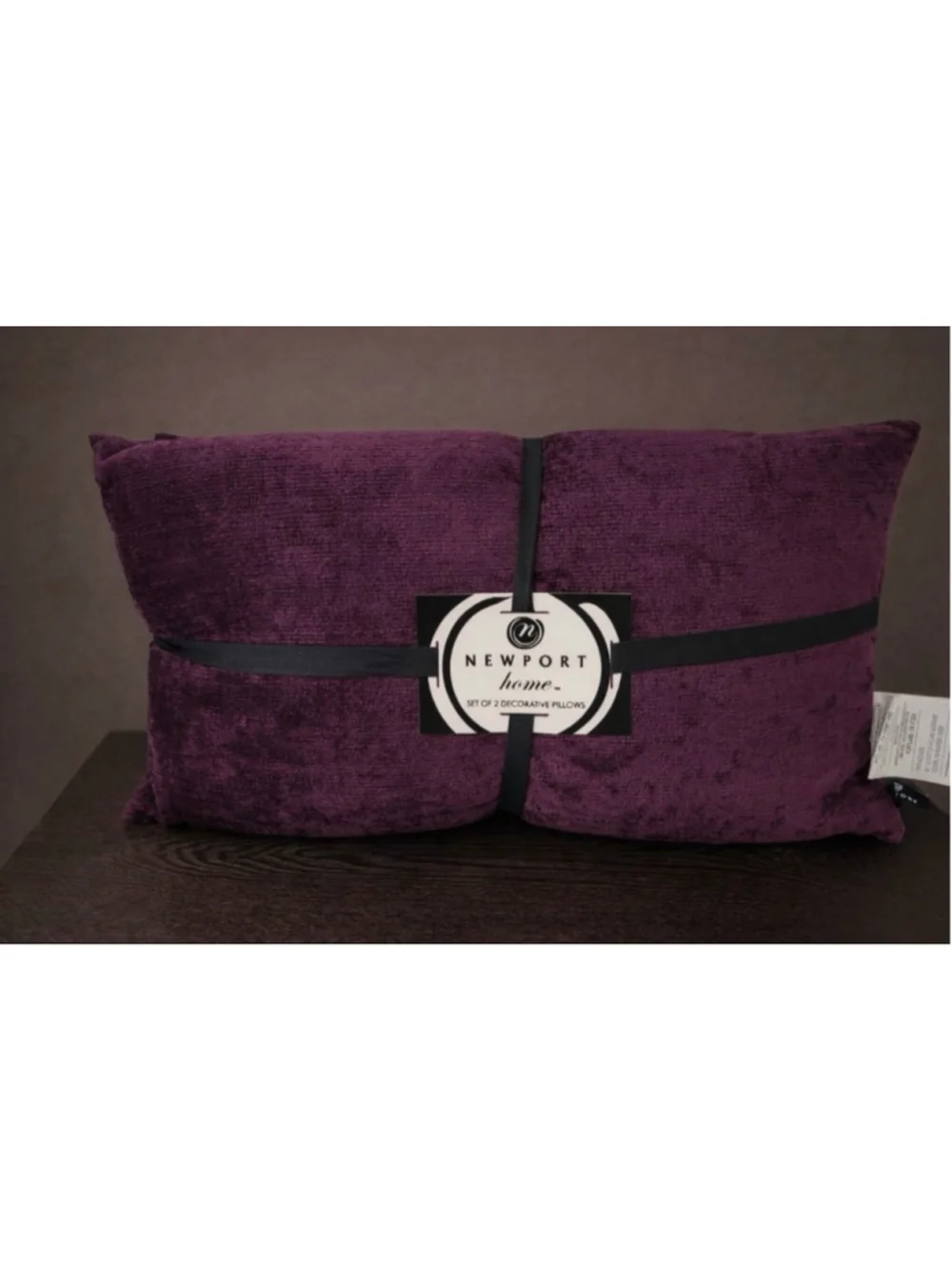 Newport Home Feather Pillow Set of 2 Chenille Crushed Violet Zippered Pillows